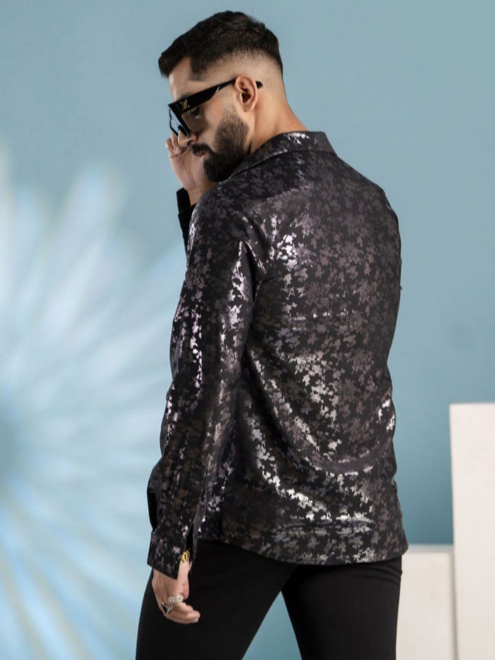 Streak Hawk Man Floral Satin Flowing Shirt